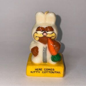 Vintage Garfield Cat Candle Dressed as Bunny Here Comes Kitty Cottontail Unlit
